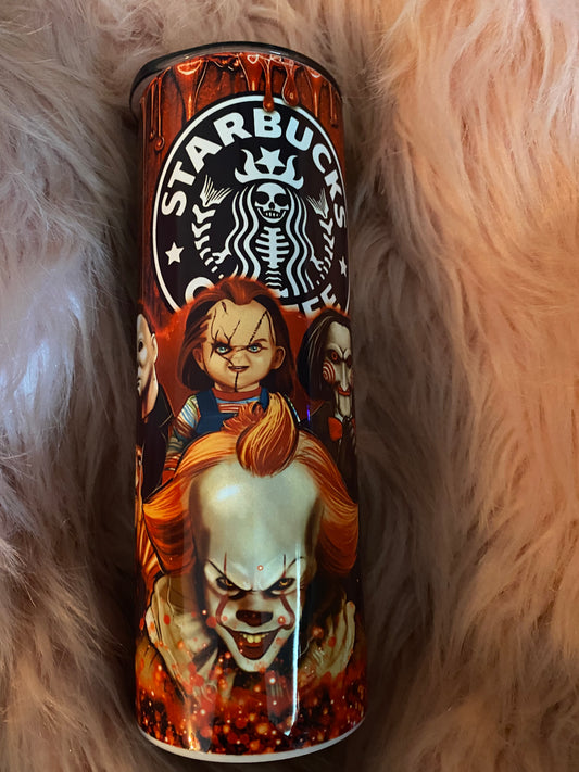 20 ounce Horror Starbucks Skinny Sublimation Tumbler