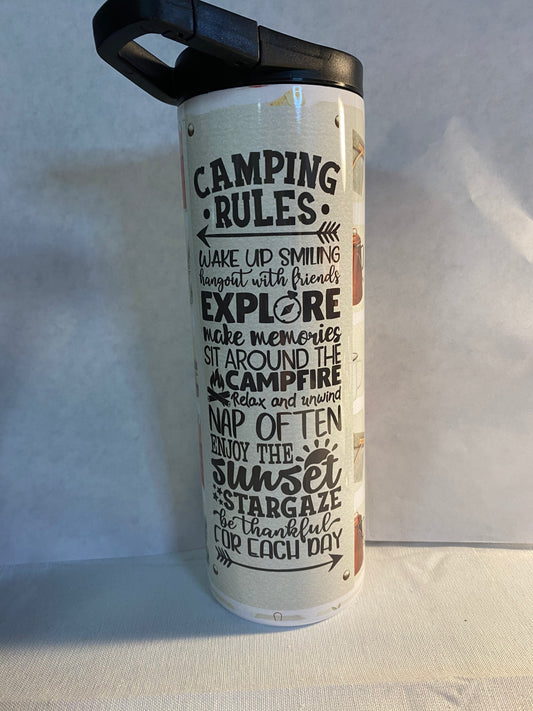 Camping rules 20 ounce sublimation Tumbler