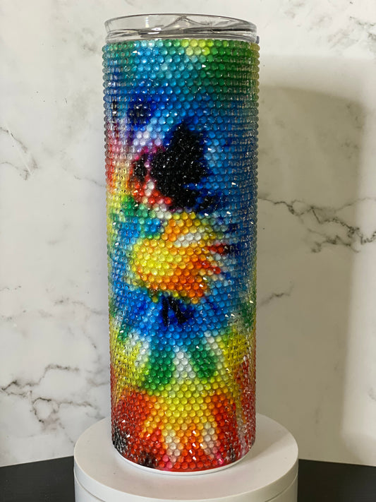 Tye Dye Rhinestone Tumbler