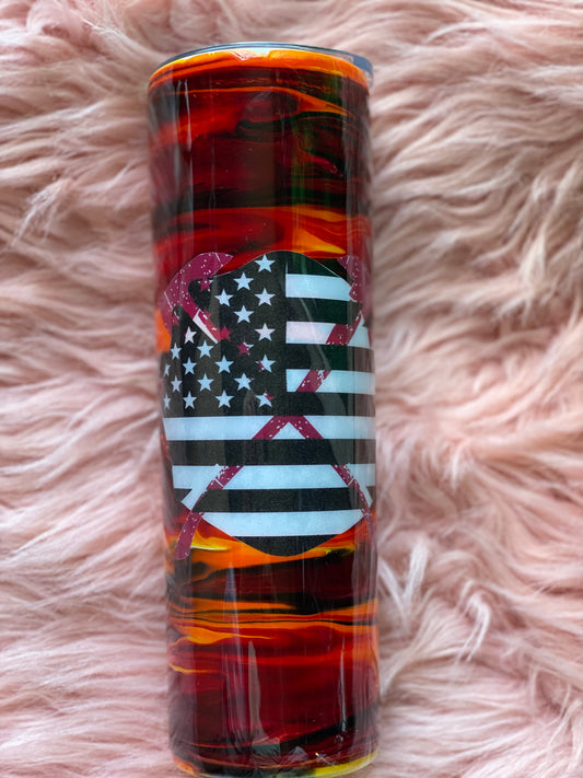 30 ounce Skinny Tumbler with Firefighter Design