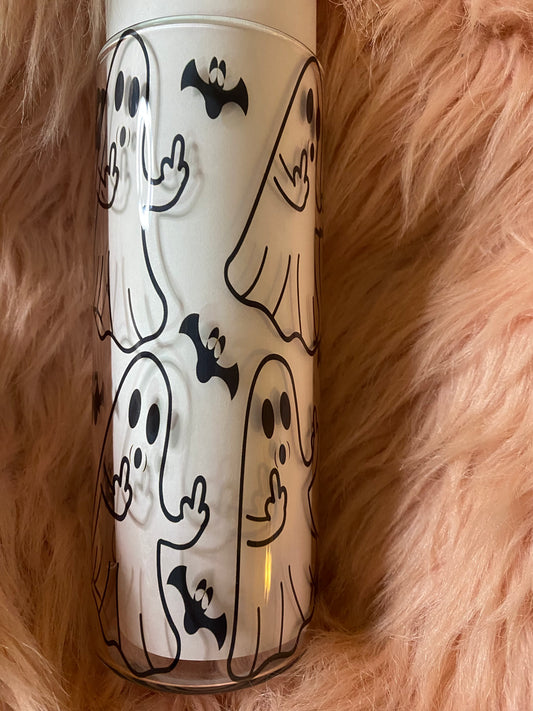 20 Ounce Ghost Middle Finger Glass Tumbler