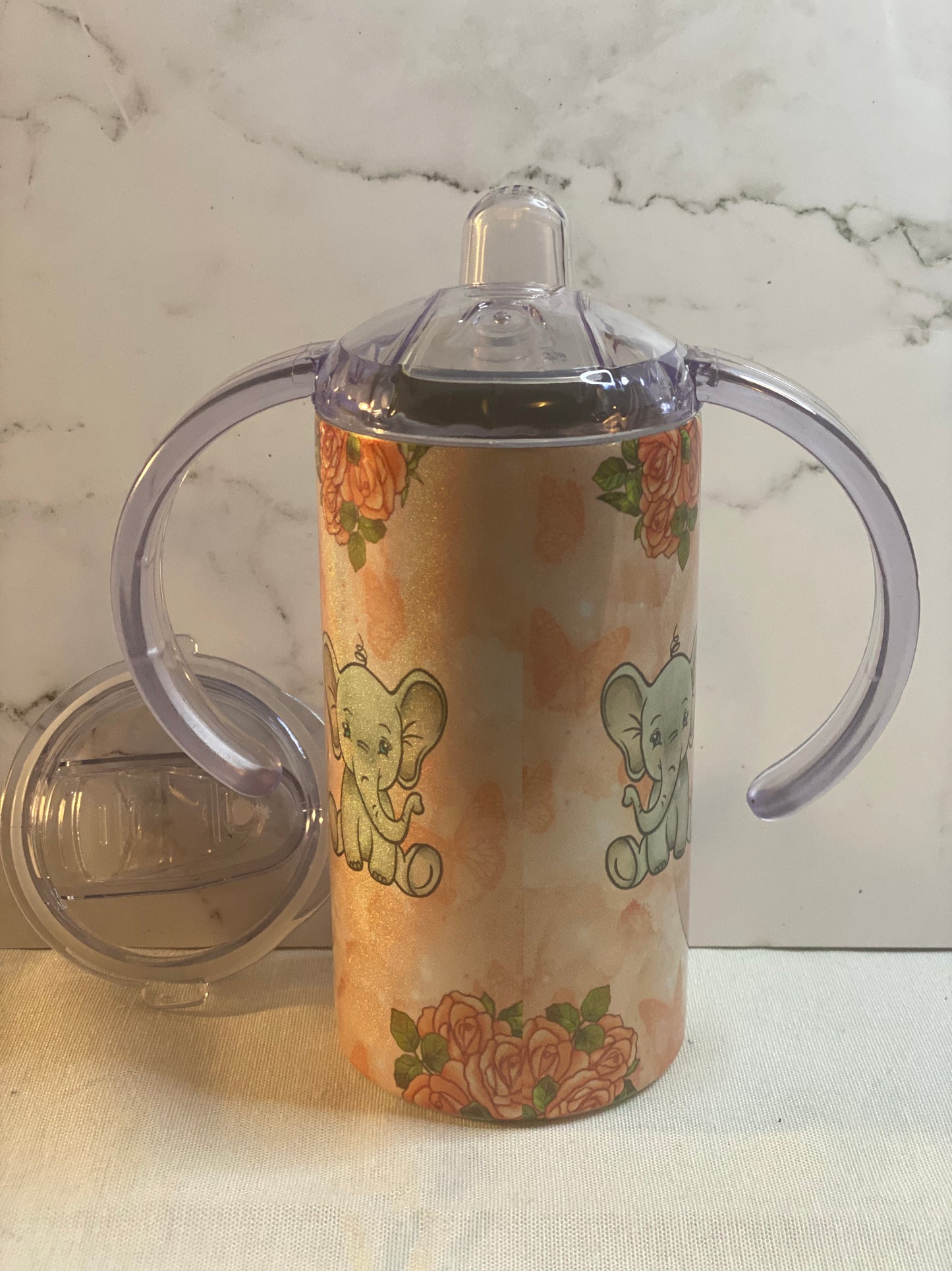 12 ounce Pink Elephant Duo Sippy