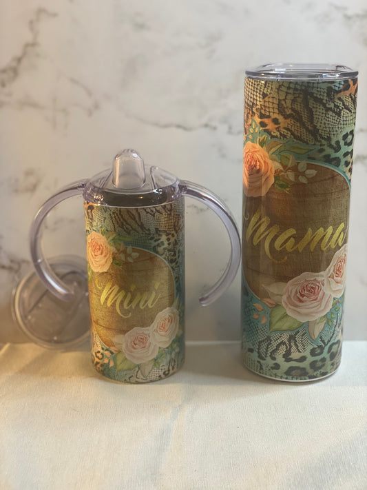 Floral Mama And Mini Tumbler Set