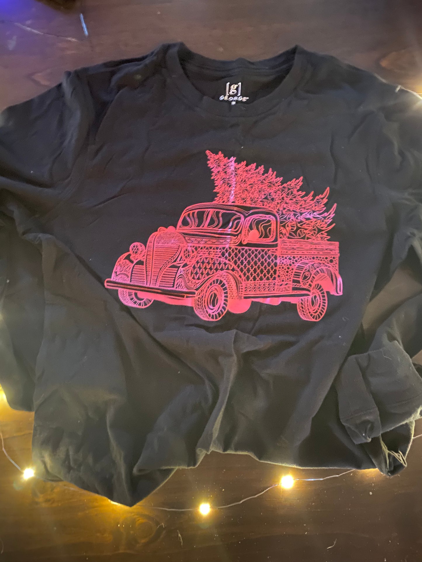 Truck hauling Christmas tree long sleeve