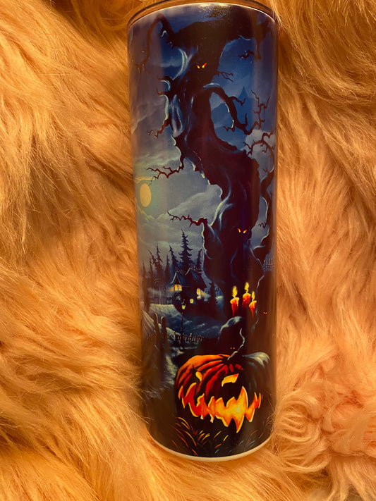 20 ounce Glow In The Dark Spooky Night Sublimation Tumbler