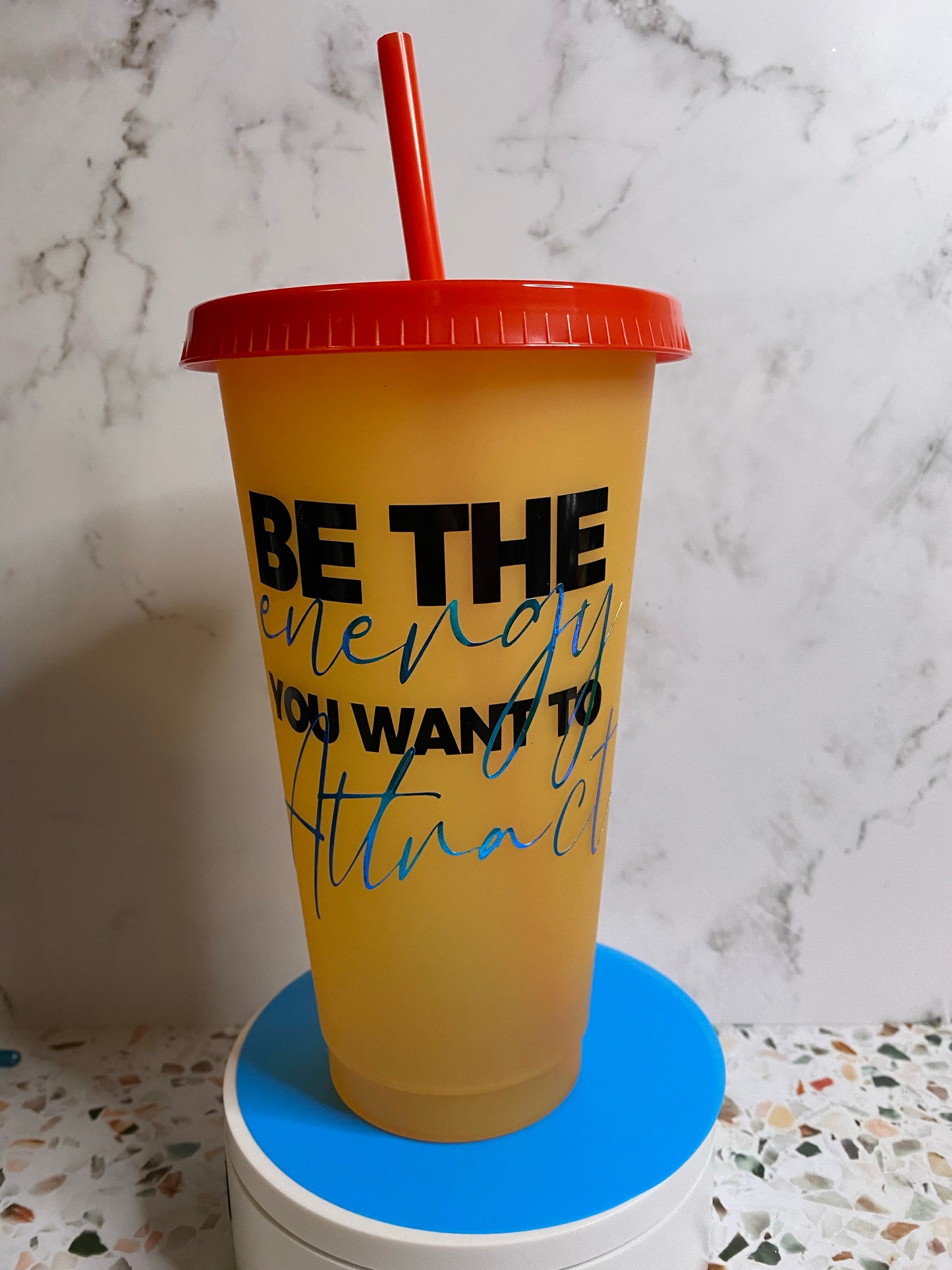 24 ounce color changing tumbler. Be the energy you want to attract