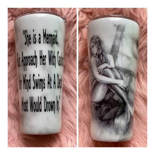 32 ounce Tapered Tumbler with A Mermaid on it