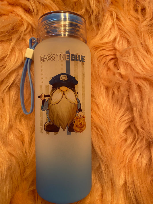 16.9 ounce Back The Blue Glass Water Bottle