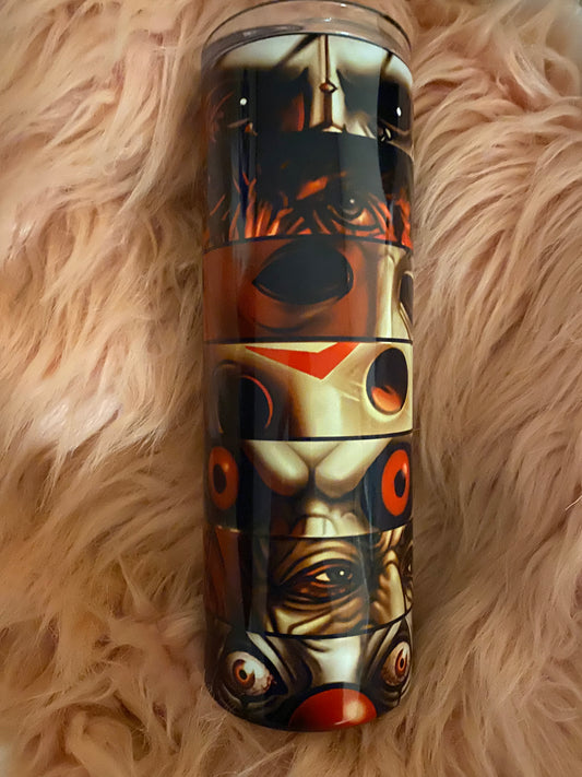 20 ounce Horror Faces  Skinny Sublimation Tumbler